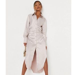 Missguided champagne midaxi shirt dress • size 2